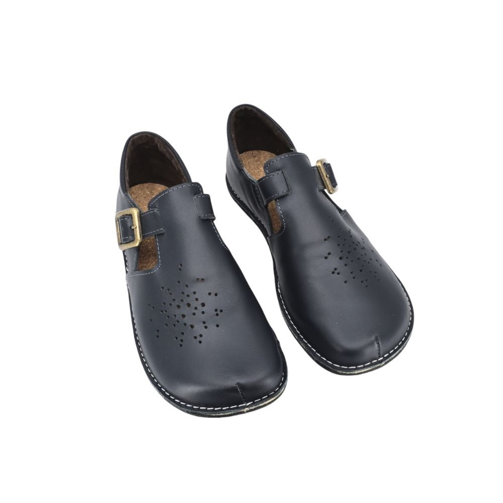 Chaussures minimalistes en cuir bleu foncé Kuuda, photographie 5