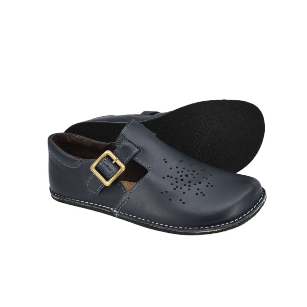 Chaussures minimalistes en cuir bleu foncé Kuuda, photographie 4