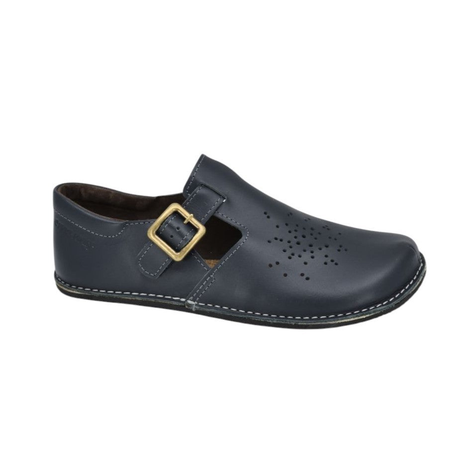 Chaussures minimalistes en cuir bleu foncé Kuuda, photographie 3