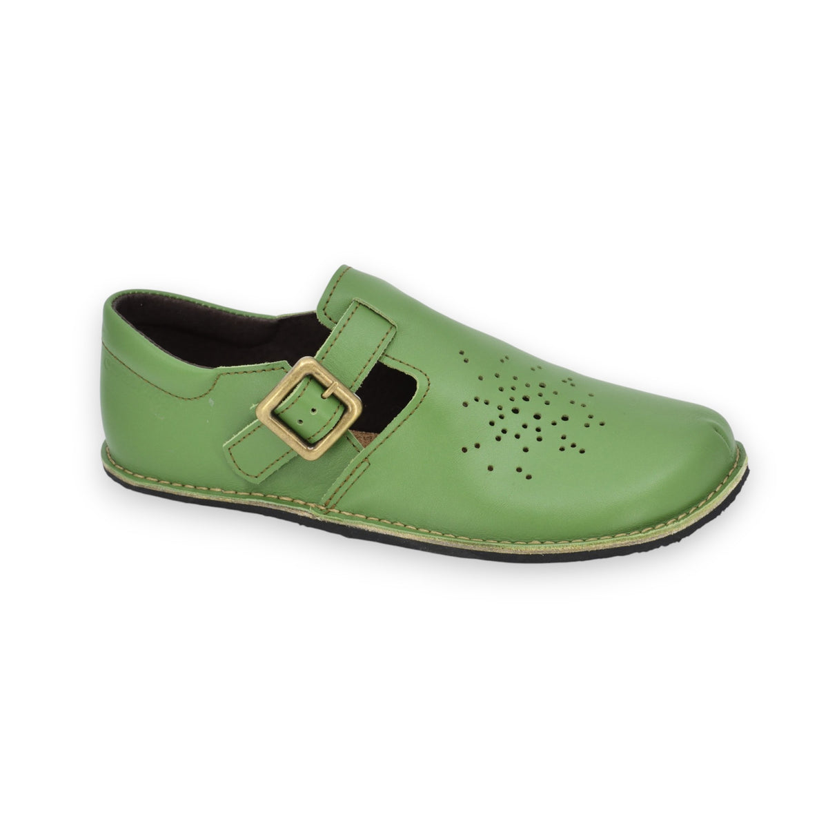Chaussures minimalistes en cuir vert clair Kuuda, photographie 1
