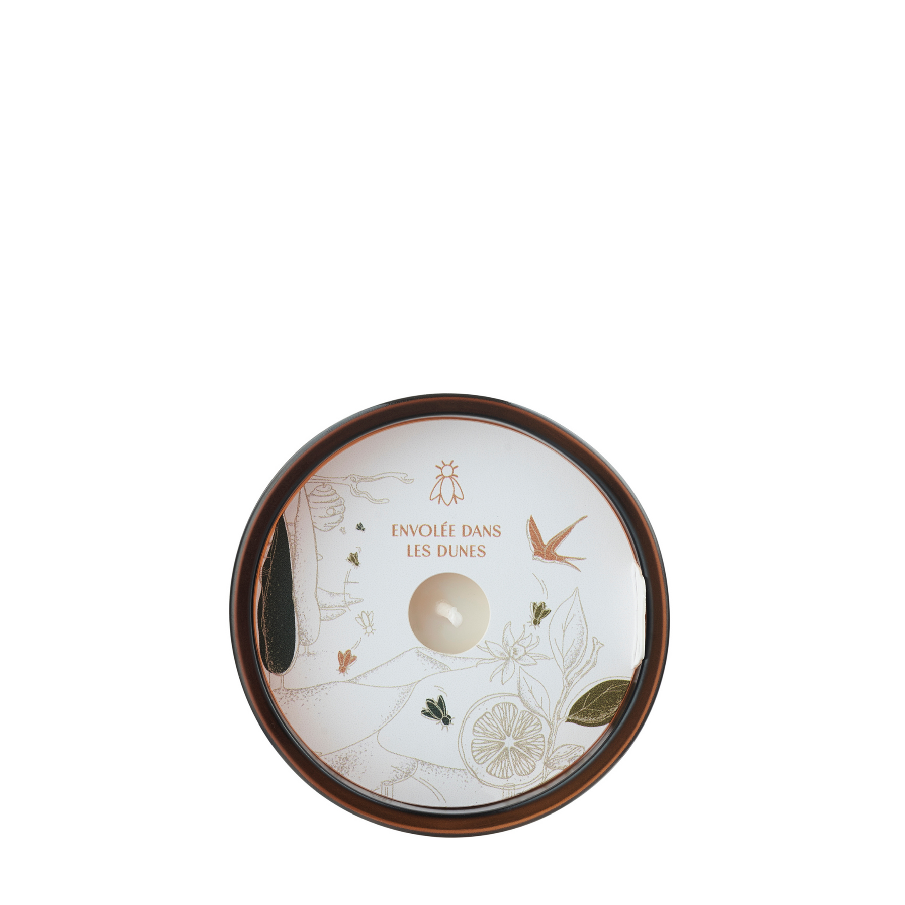Bougie parfumée fleur d'oranger Bee Candle, détail nuance subtile, verre cylindrique blanc