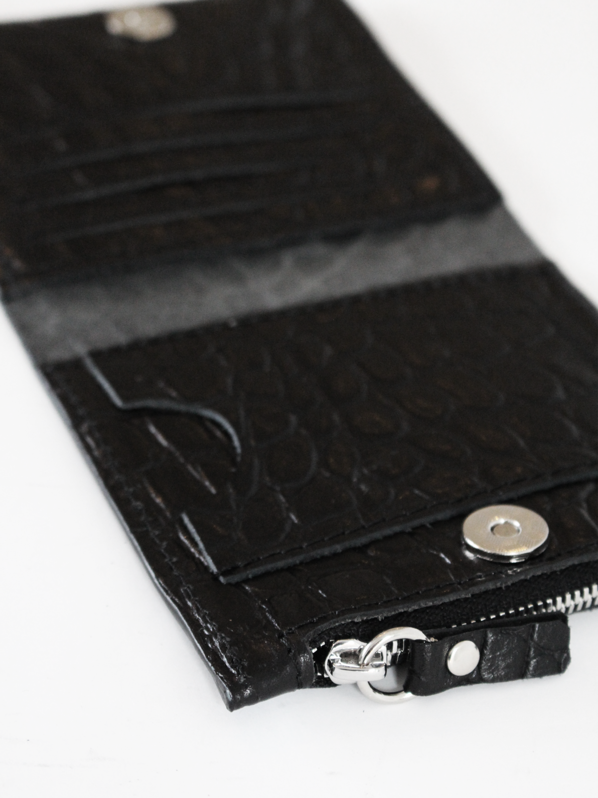 Portefeuille MINI TAAL Lava Flow en cuir noir effet croco, vue alternative