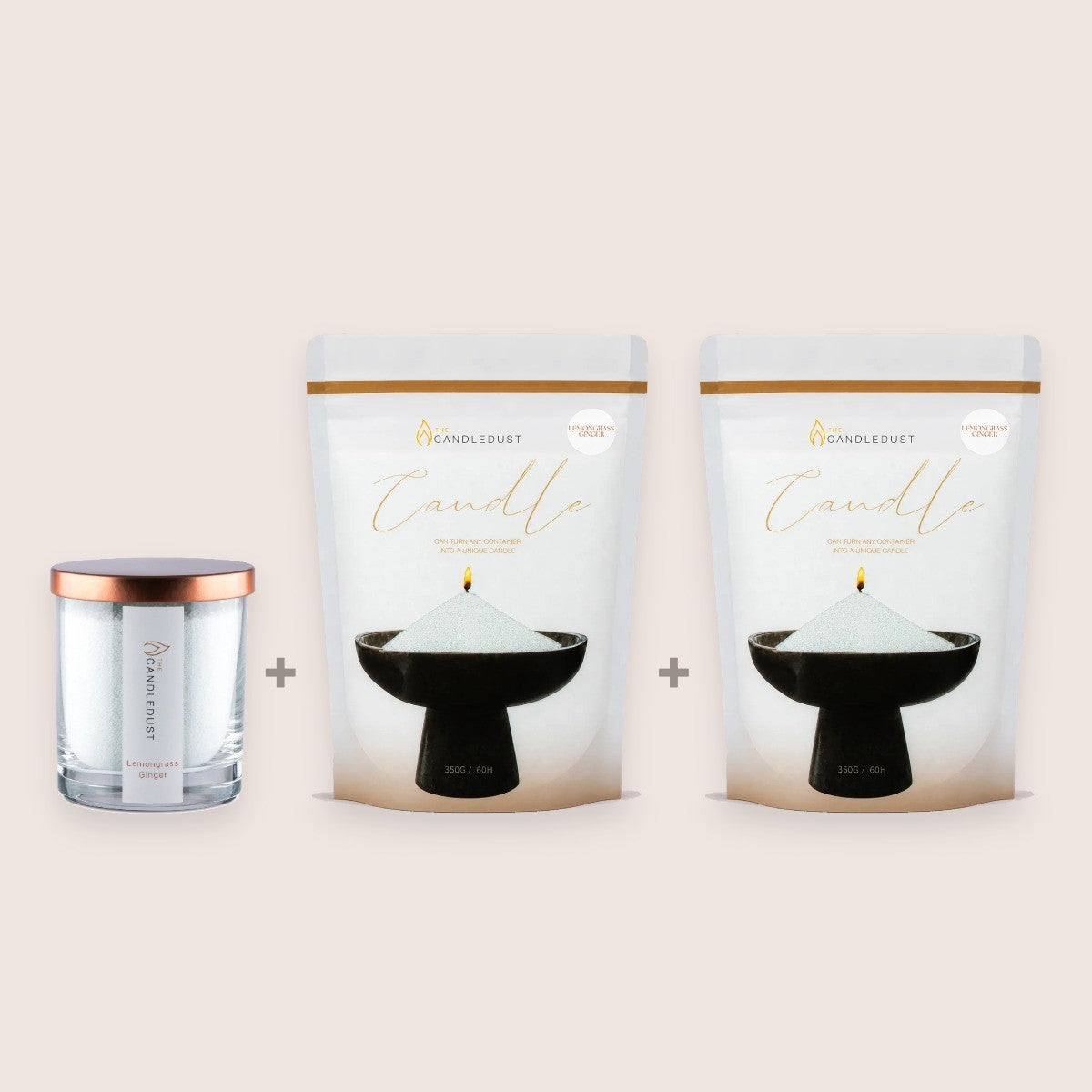 Lemongrass Ginger Starter Set, 160g Candle + 2 × 350g Refills