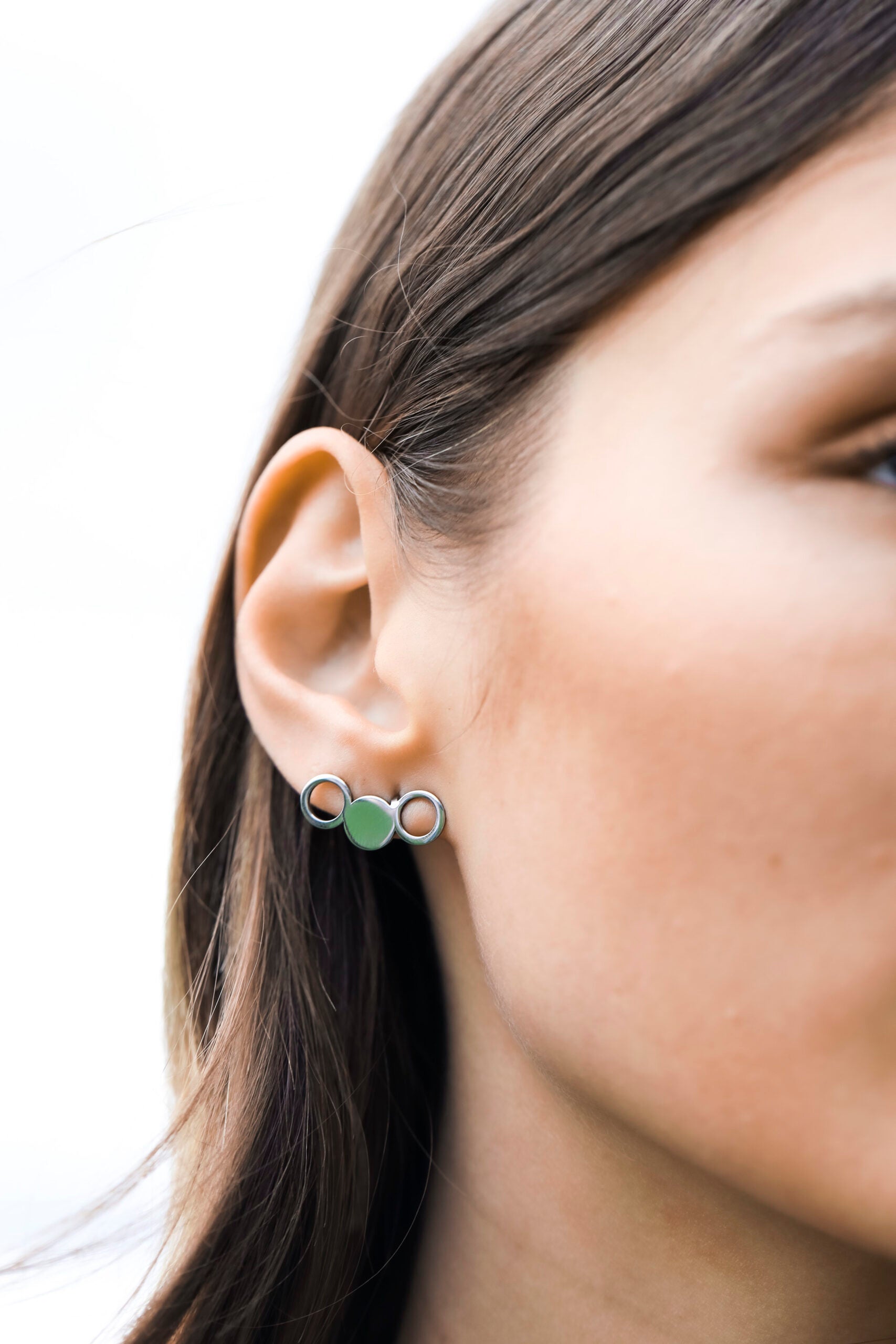 Boucles d'oreilles Lentsius modèle Silva en acier inoxydable, vue produit