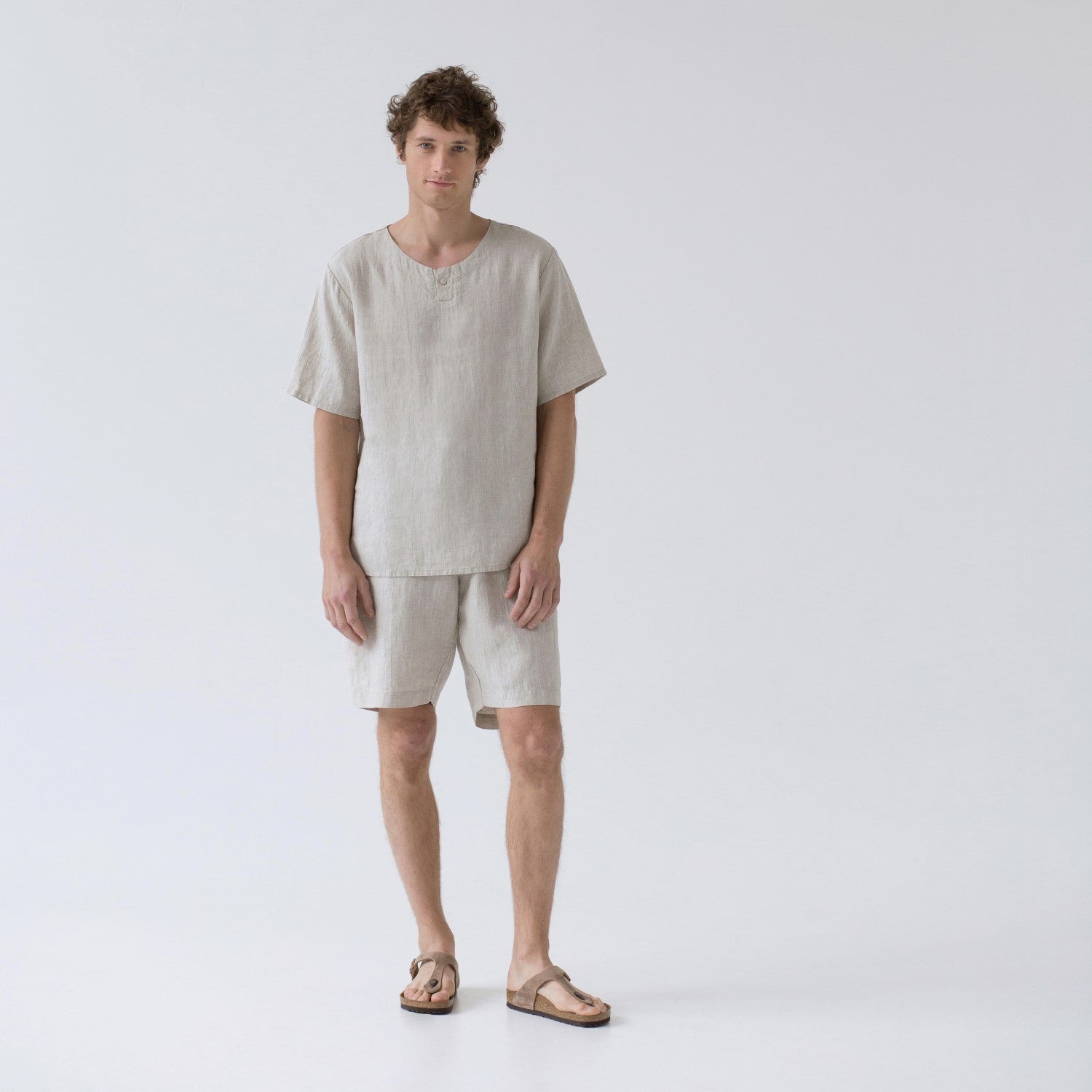 Ensemble pyjama en lin Fern Linen Tales coloris chiné, vue détaillée