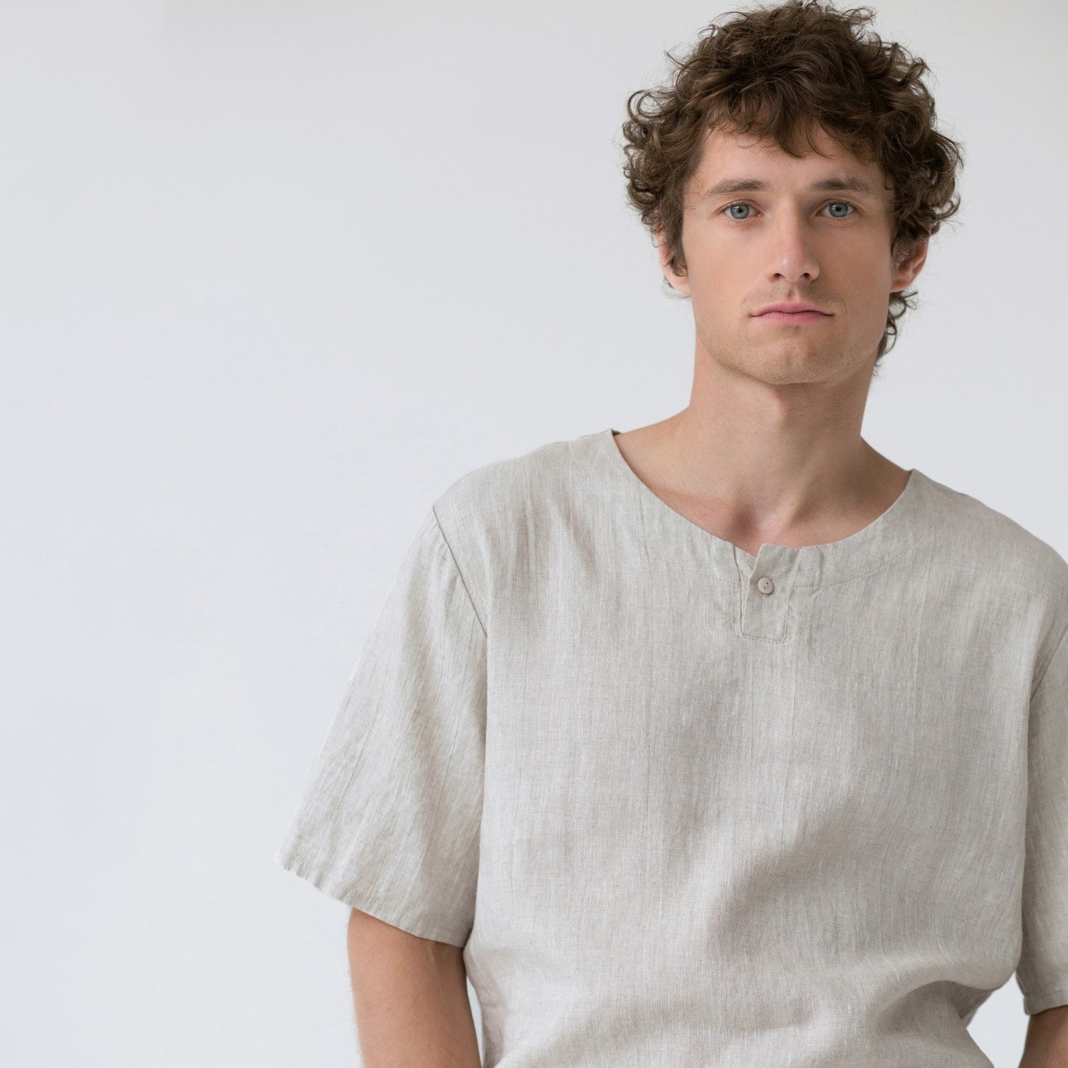 Ensemble pyjama en lin Fern Linen Tales coloris chiné, vue produit