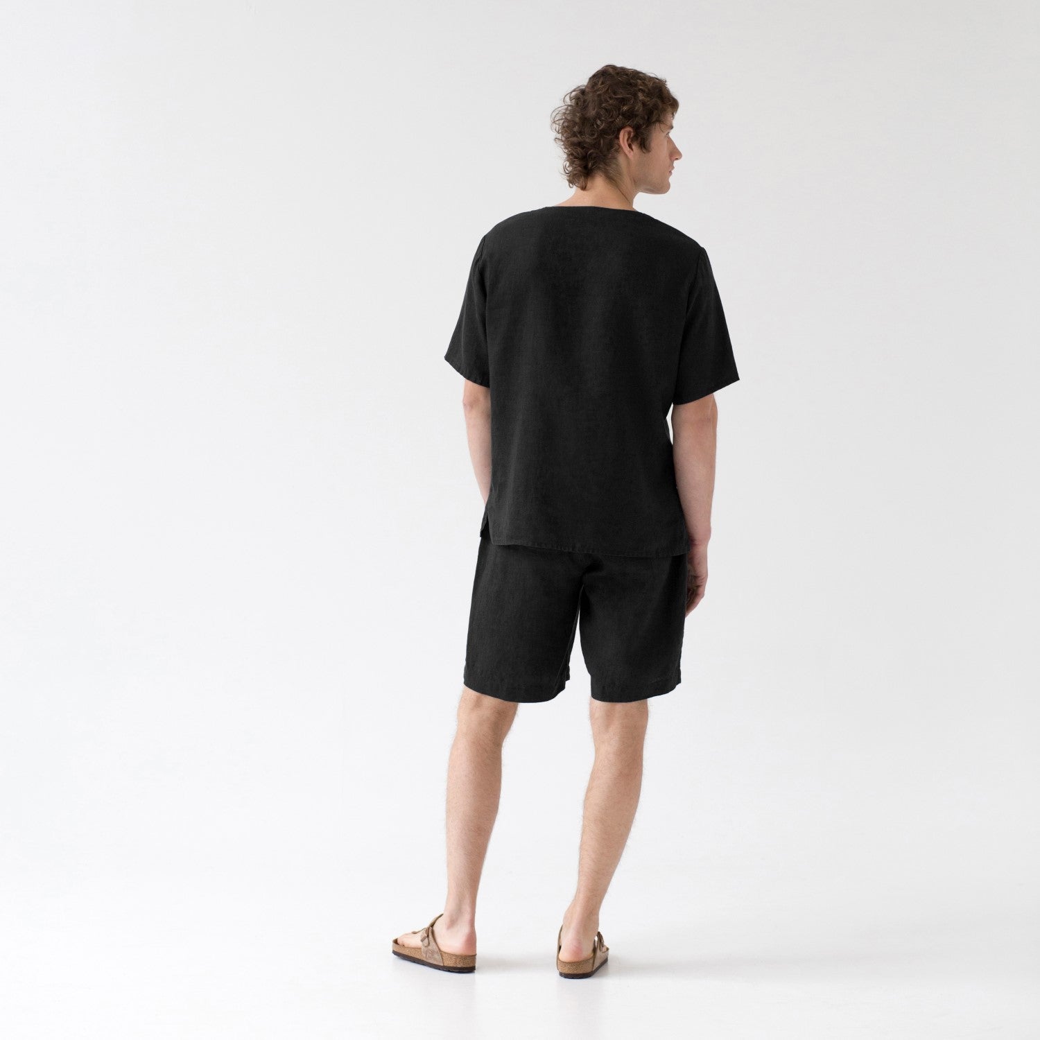 Ensemble pyjama en lin Fern Linen Tales coloris noir, vue produit
