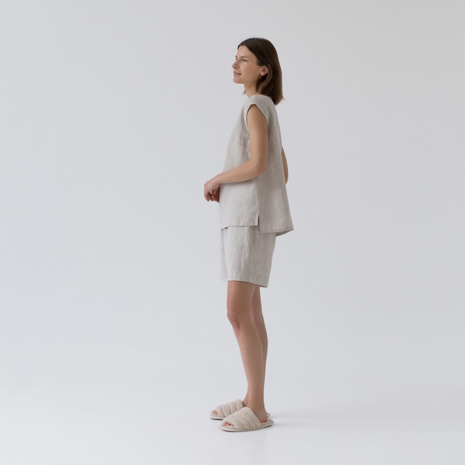 Ensemble pyjama en lin Verbena Linen Tales coloris chiné, vue finale