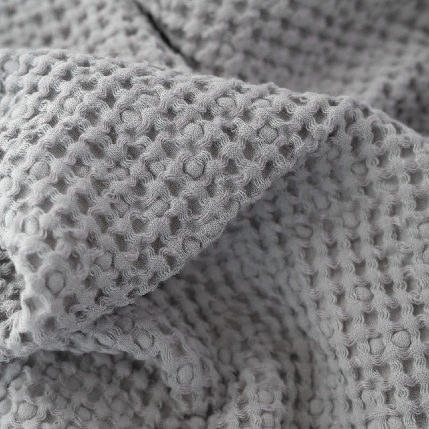Serviette en lin et coton gaufré nid d'abeille Linen Tales, coloris gris clair alternative