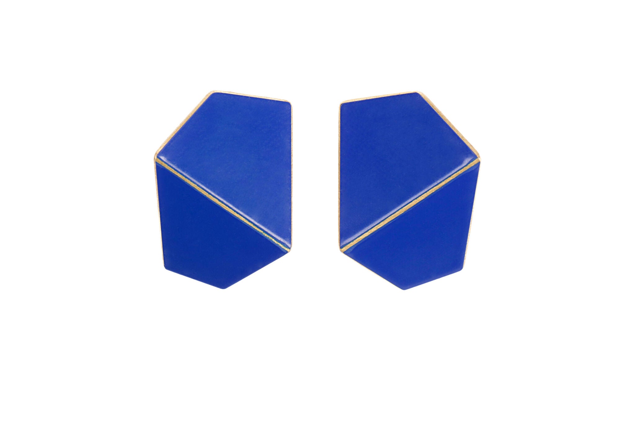 Boucles d'oreilles larges pliées modèle Folded Wide outremer, vue détaillée