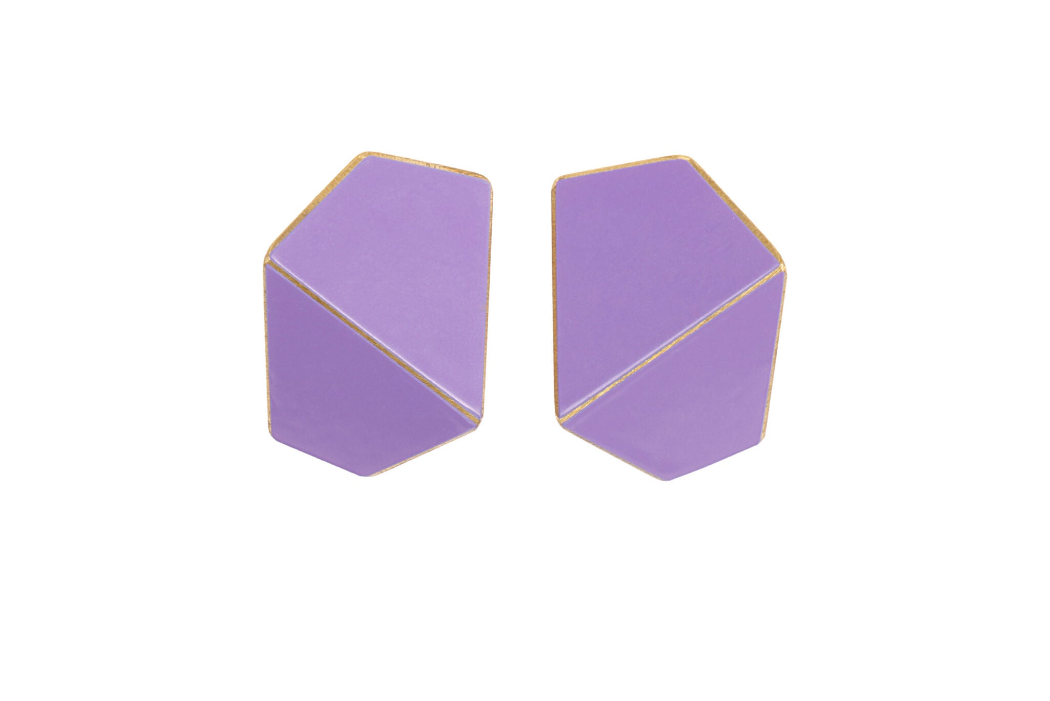 Boucles d'oreilles larges pliées modèle Folded Wide bleu lilas, vue détaillée