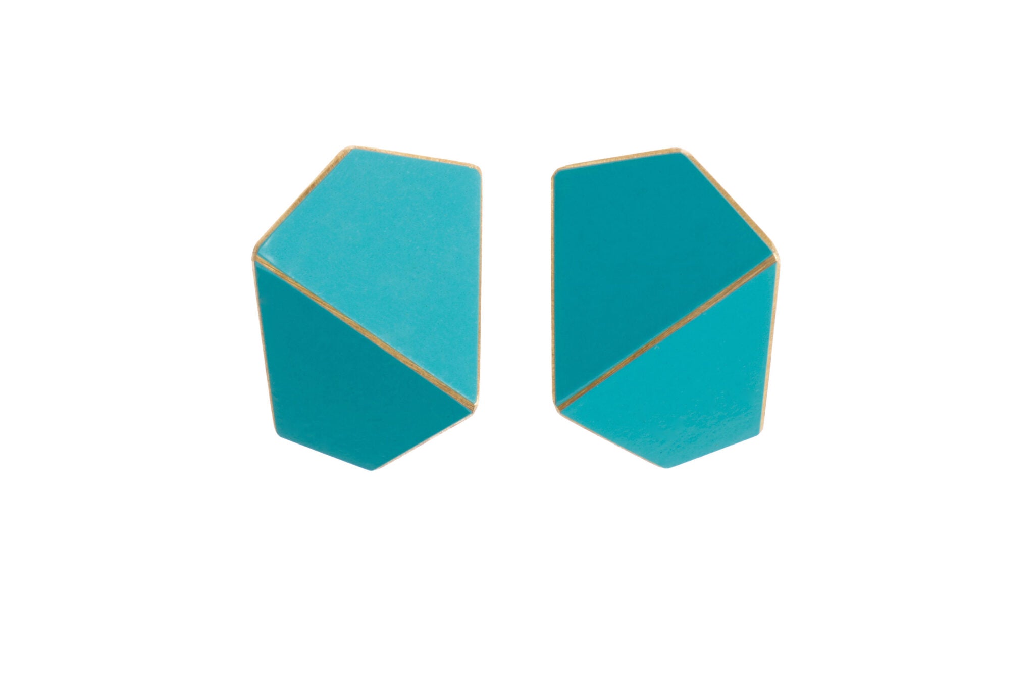Boucles d'oreilles larges pliées modèle Folded Wide bleu turquoise, vue détaillée