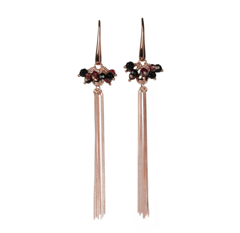 Boucles d'oreilles myamoon modèle Cherie pompon noir et or, vue produit