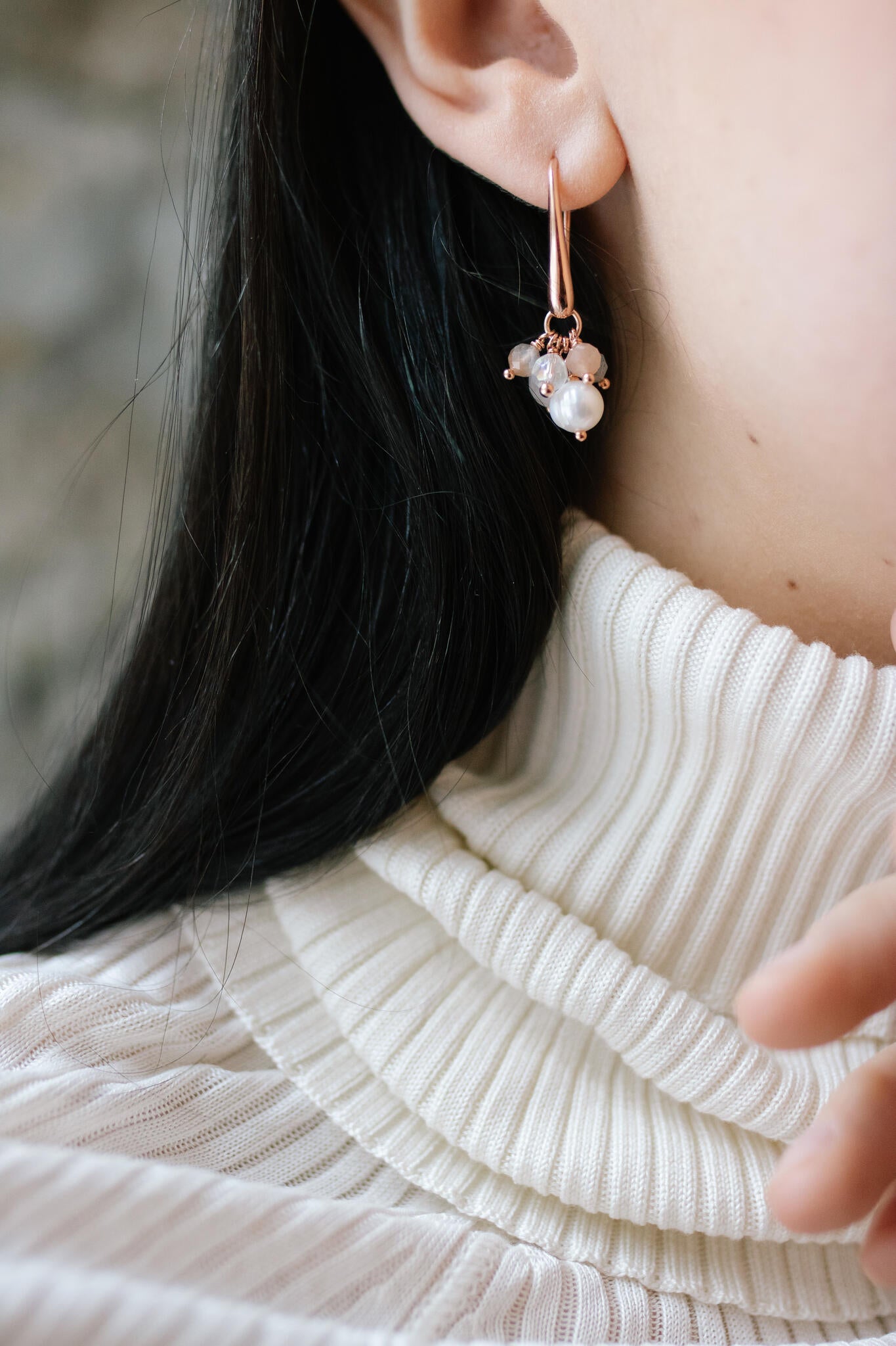 Boucles d'oreilles myamoon modèle Cherie Petite or rose et argent, vue produit