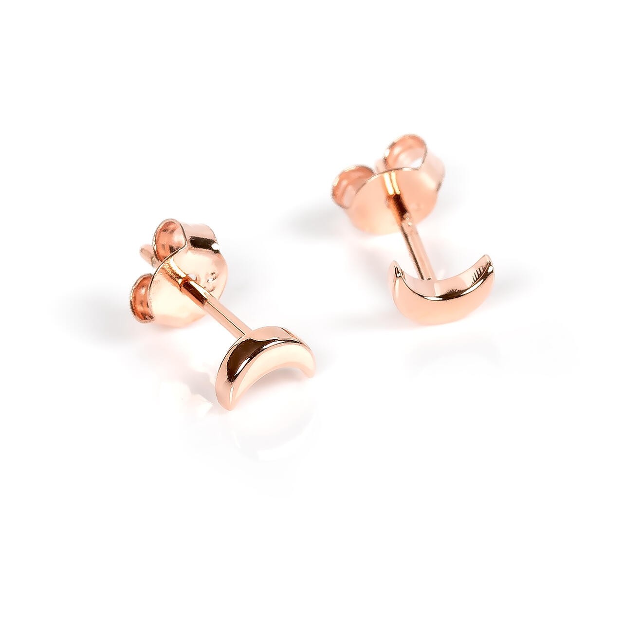 Boucles d'oreilles myamoon modèle demi-lune or rose et argent, vue alternative
