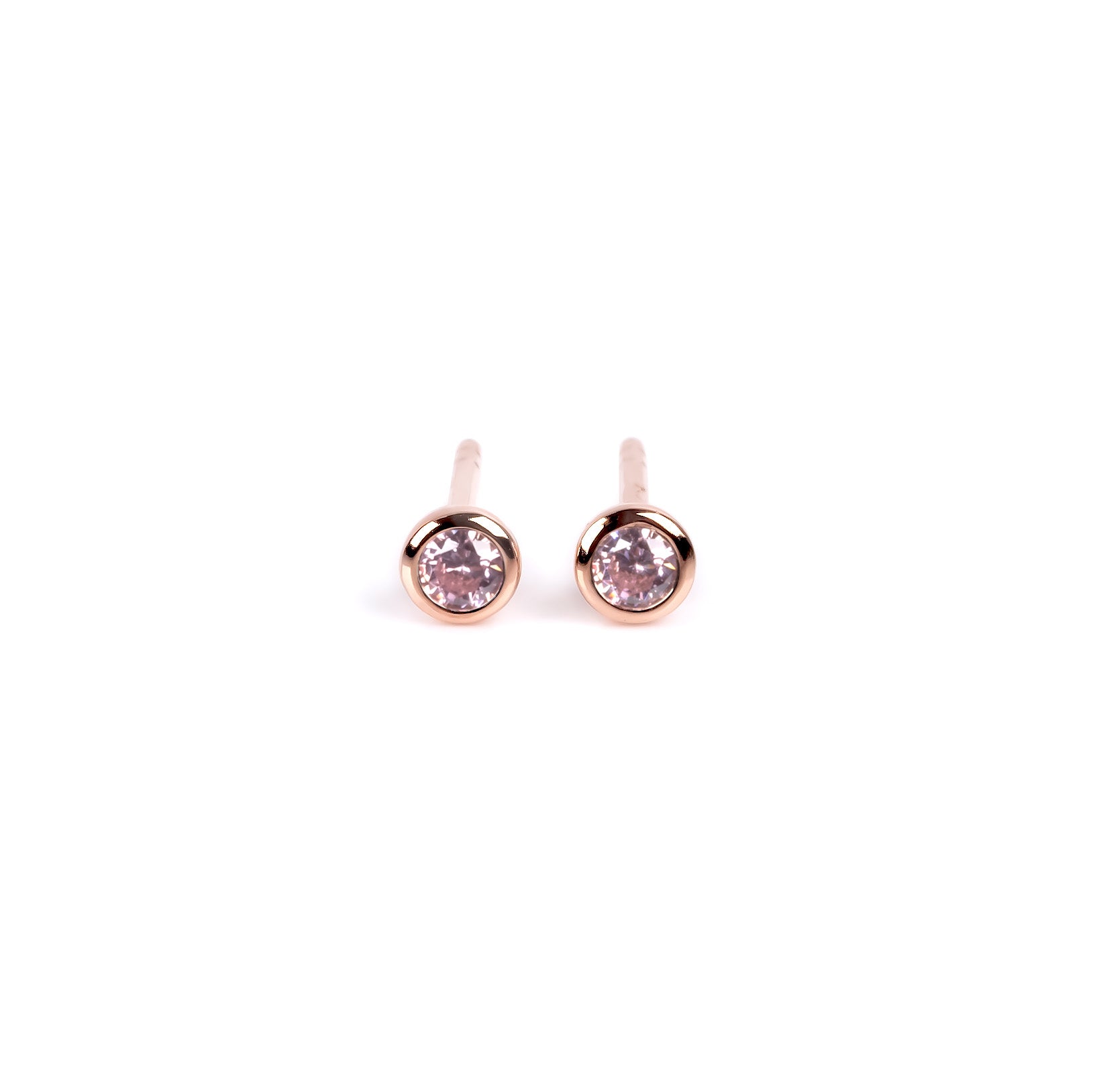 Puces d'oreilles myamoon modèle Illumi zircon rose or, vue verticale