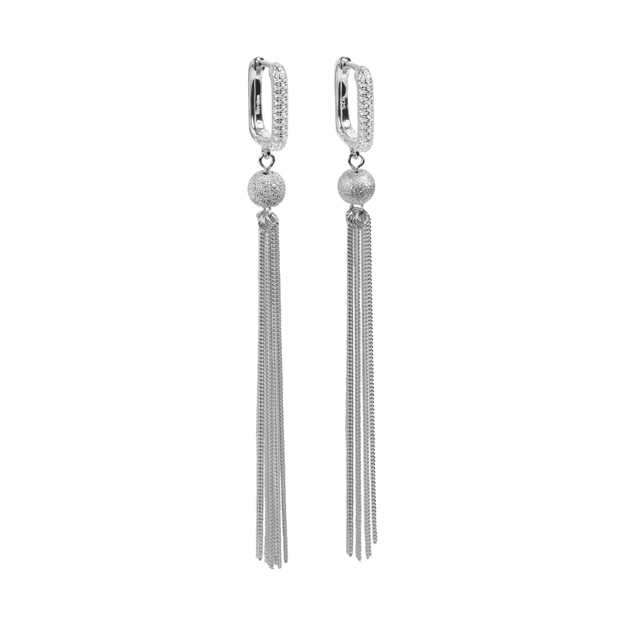 Boucles d'oreilles myamoon modèle Metropolitan Glow zircon blanc pompon argent, vue alternative