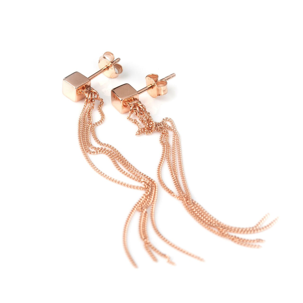 Boucles d'oreilles myamoon modèle Solid C-Tassel or rose et argent, vue alternative