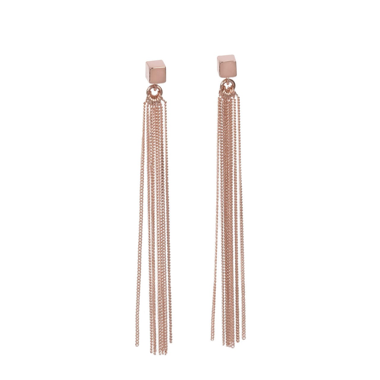 Boucles d'oreilles myamoon modèle Solid C-Tassel or rose et argent, vue détaillée
