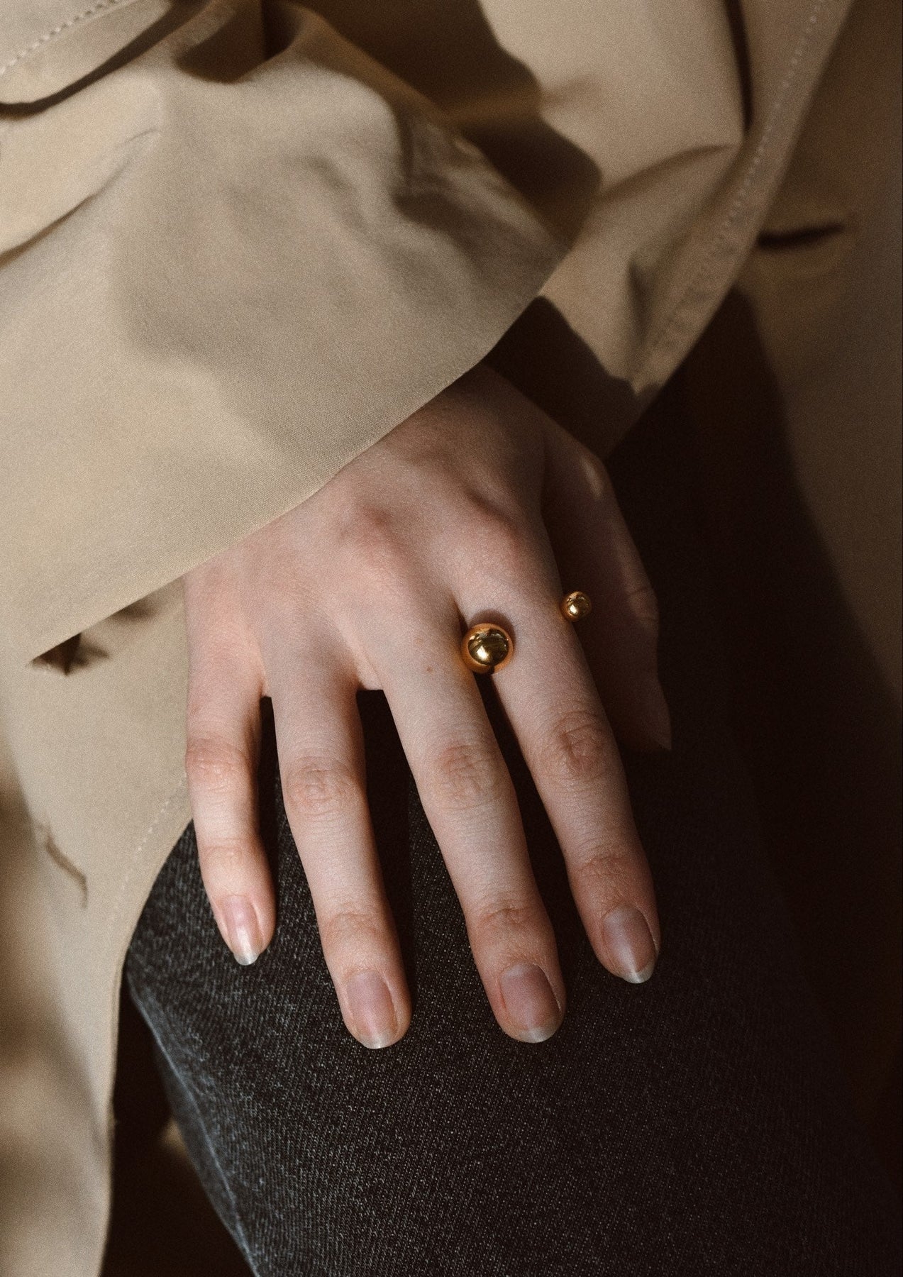 Bague Big Bomb multi-tailles NO MORE en plaqué or, vue produit