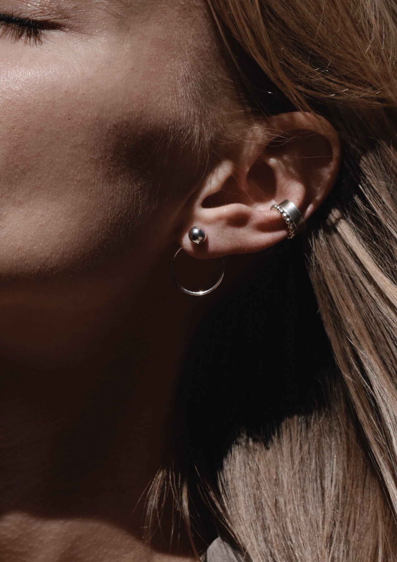 Boucles d'oreilles Chord NO MORE en argent sterling, vue produit