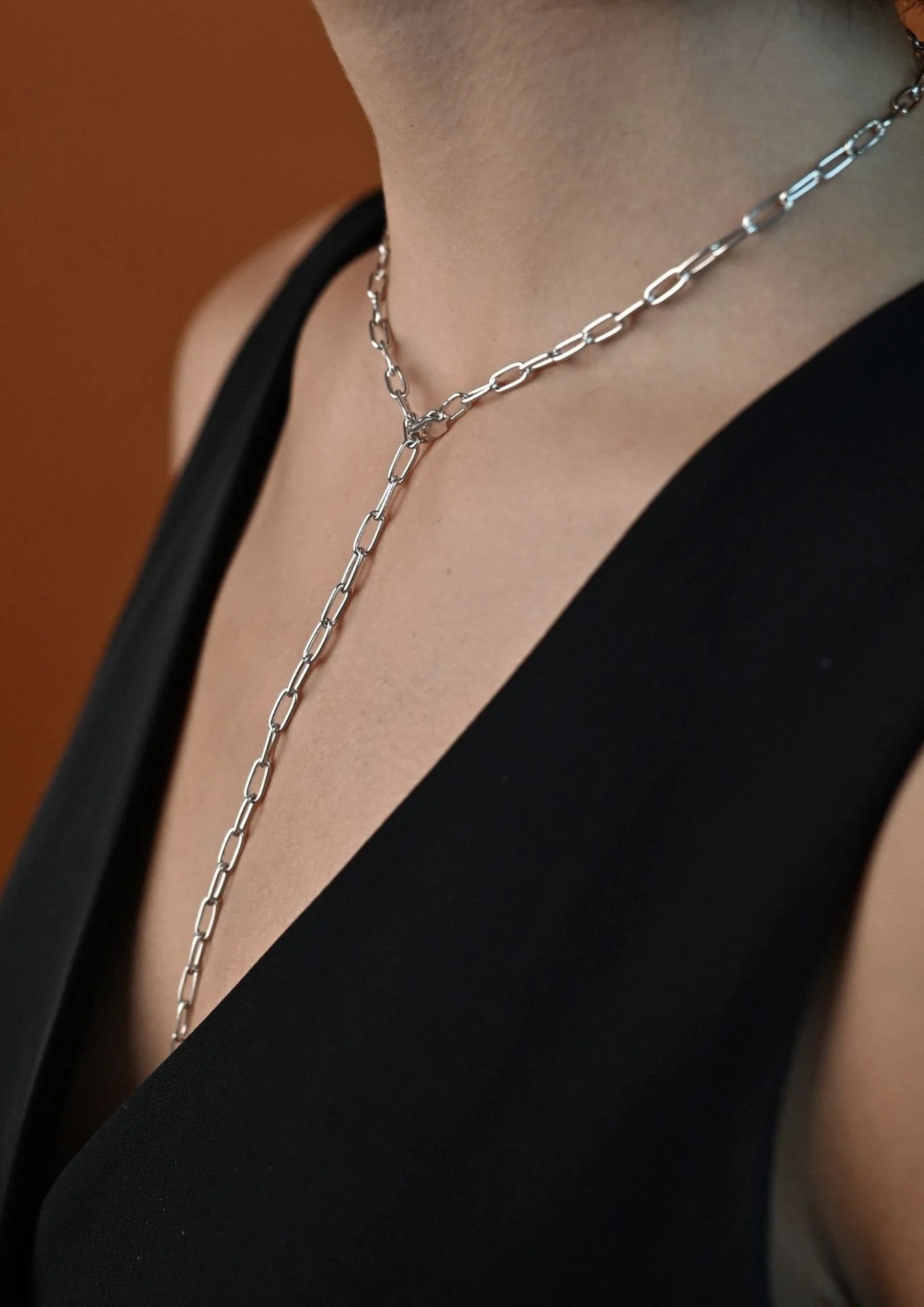 Collier Y Paper Clip NO MORE en argent, vue alternative finale