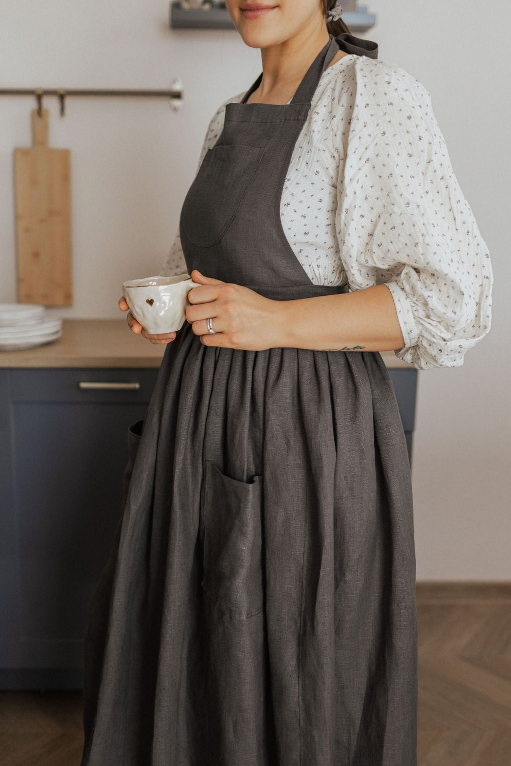 Tablier rétro en lin Linen Tales, détail du tissage coton lin