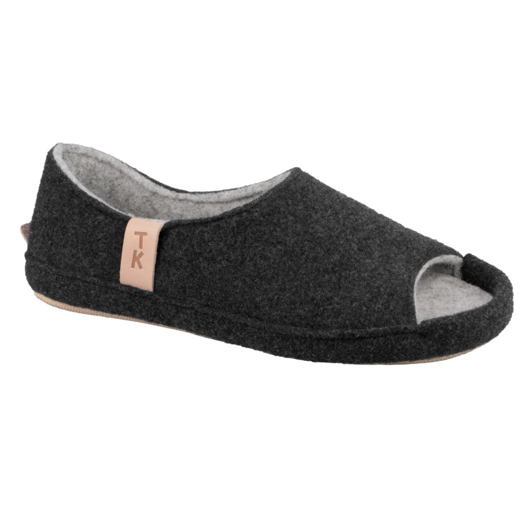 Chaussons TOKU Bern en feutre gris, semelle ergonomique détail soutien anatomique