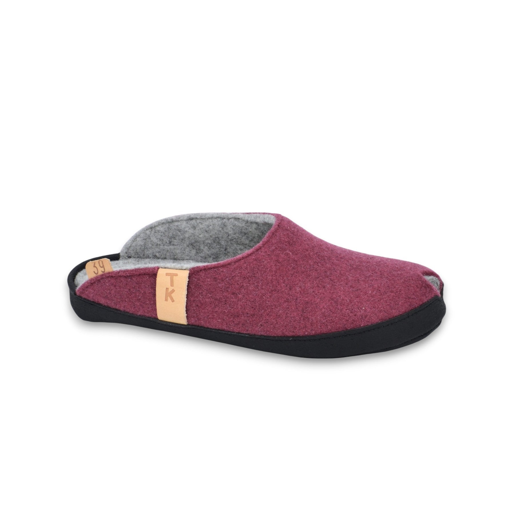 Chaussons TOKU Brussels en cuir bordeaux, vue alternative