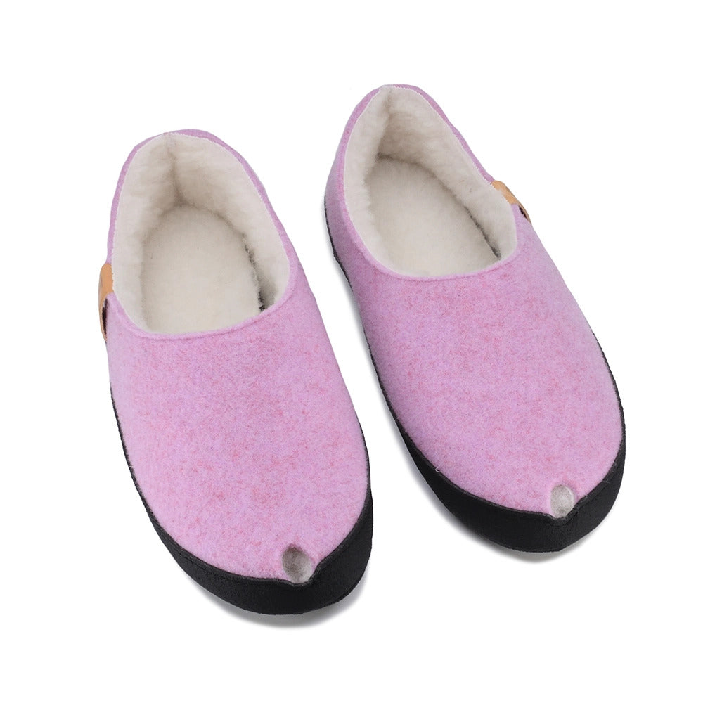 Chaussons TOKU Budapest doublés laine d'agneau rose pâle, vue produit carrée