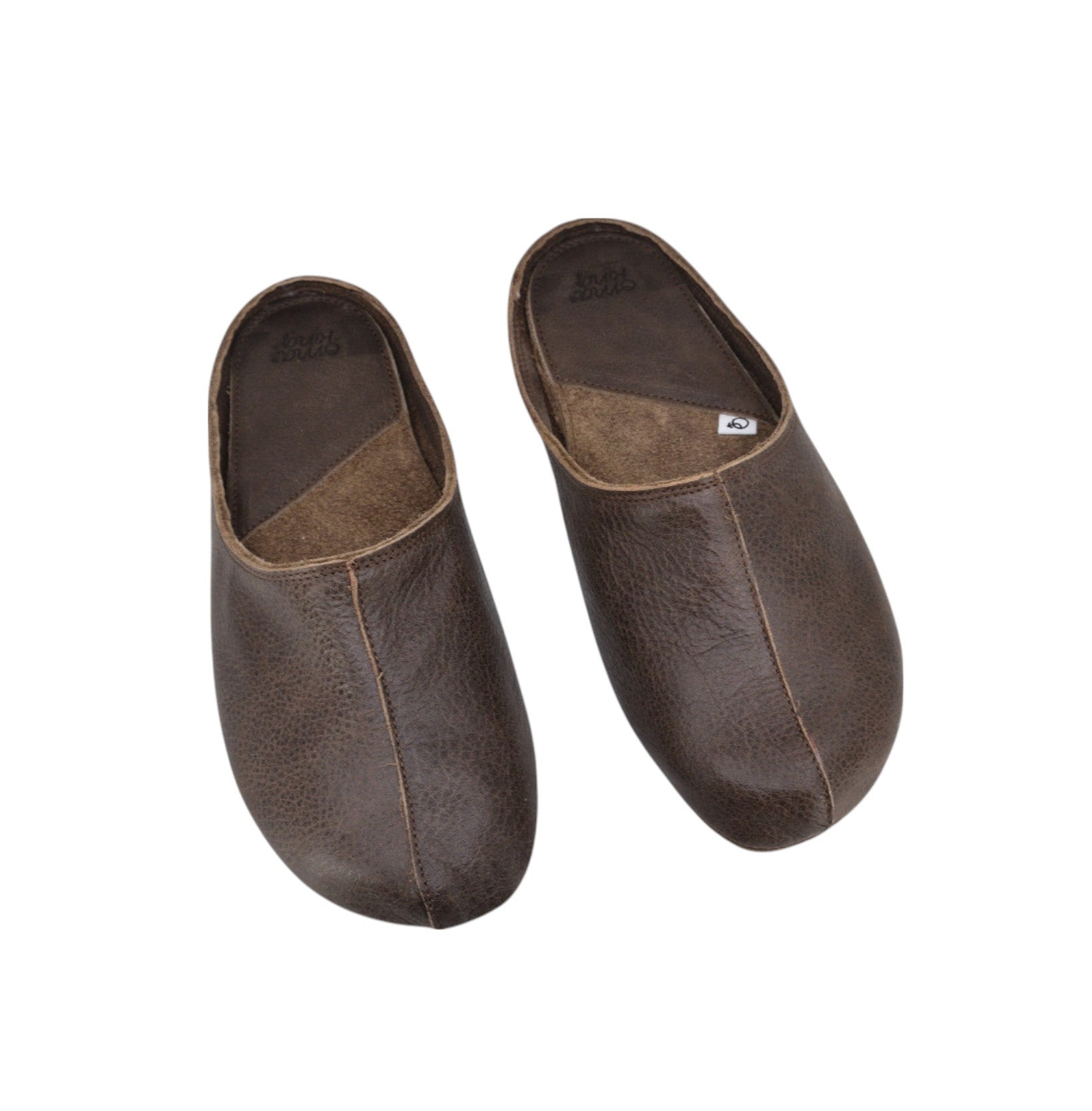 Chaussons unisexes Sulbi en matières recyclées coloris brun foncé, vue produit