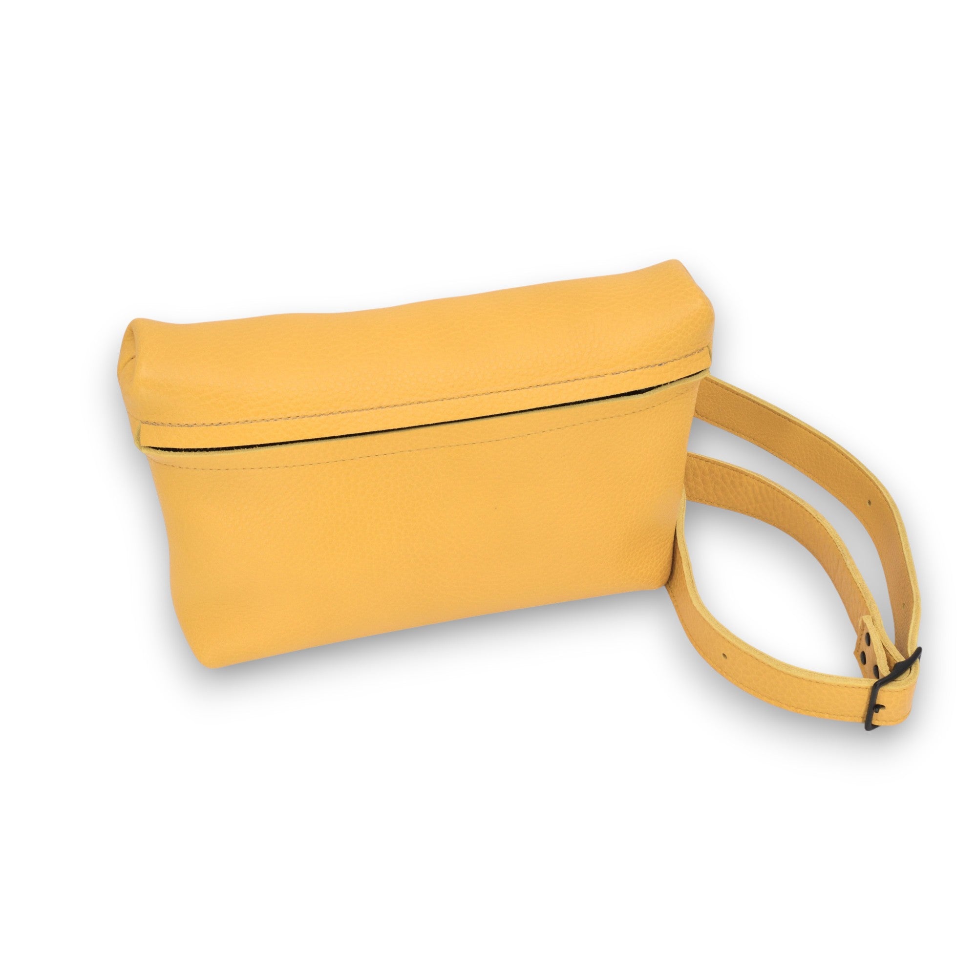 Sac TOKU Lisbon en cuir jaune, vue détaillée