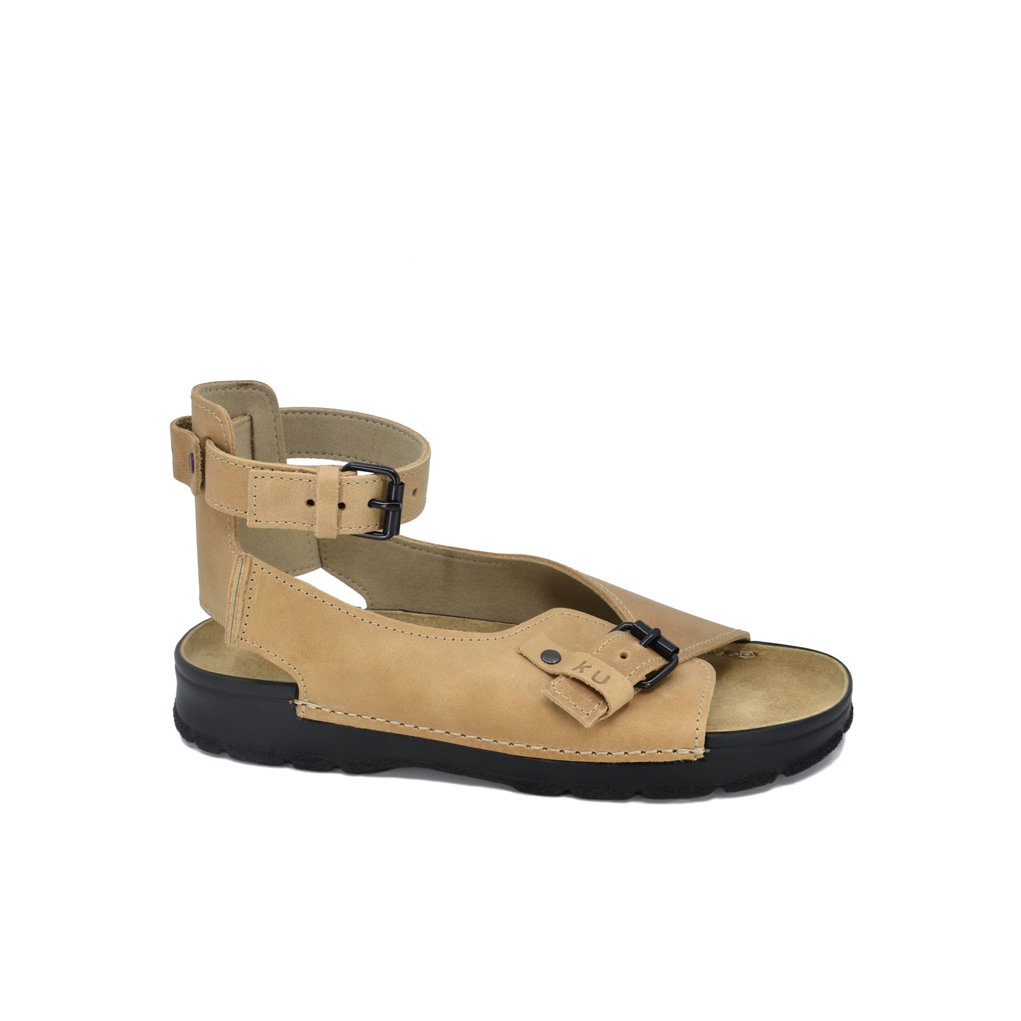 Sandales TOKU Athens en cuir beige, vue de côté