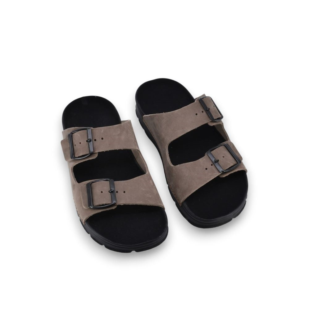 Sandales Meeliku en cuir marron et noir artisanal