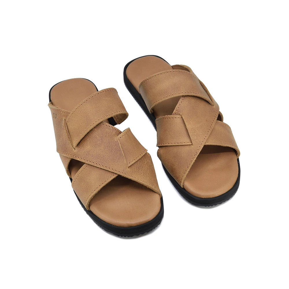 Sandales TOKU Helsinki femme en cuir marron, vue produit