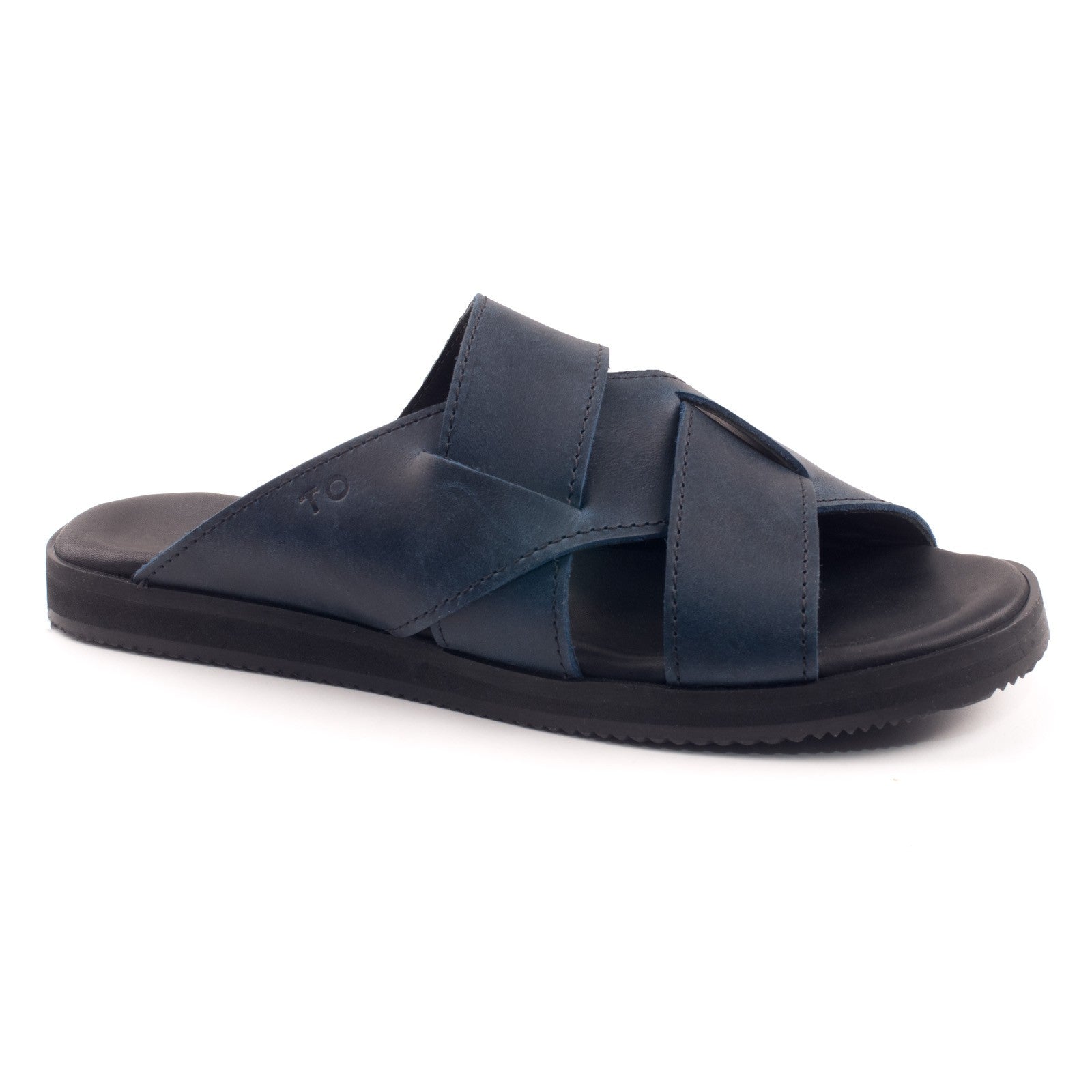Sandales TOKU Helsinki femme en cuir bleu marine, vue détaillée