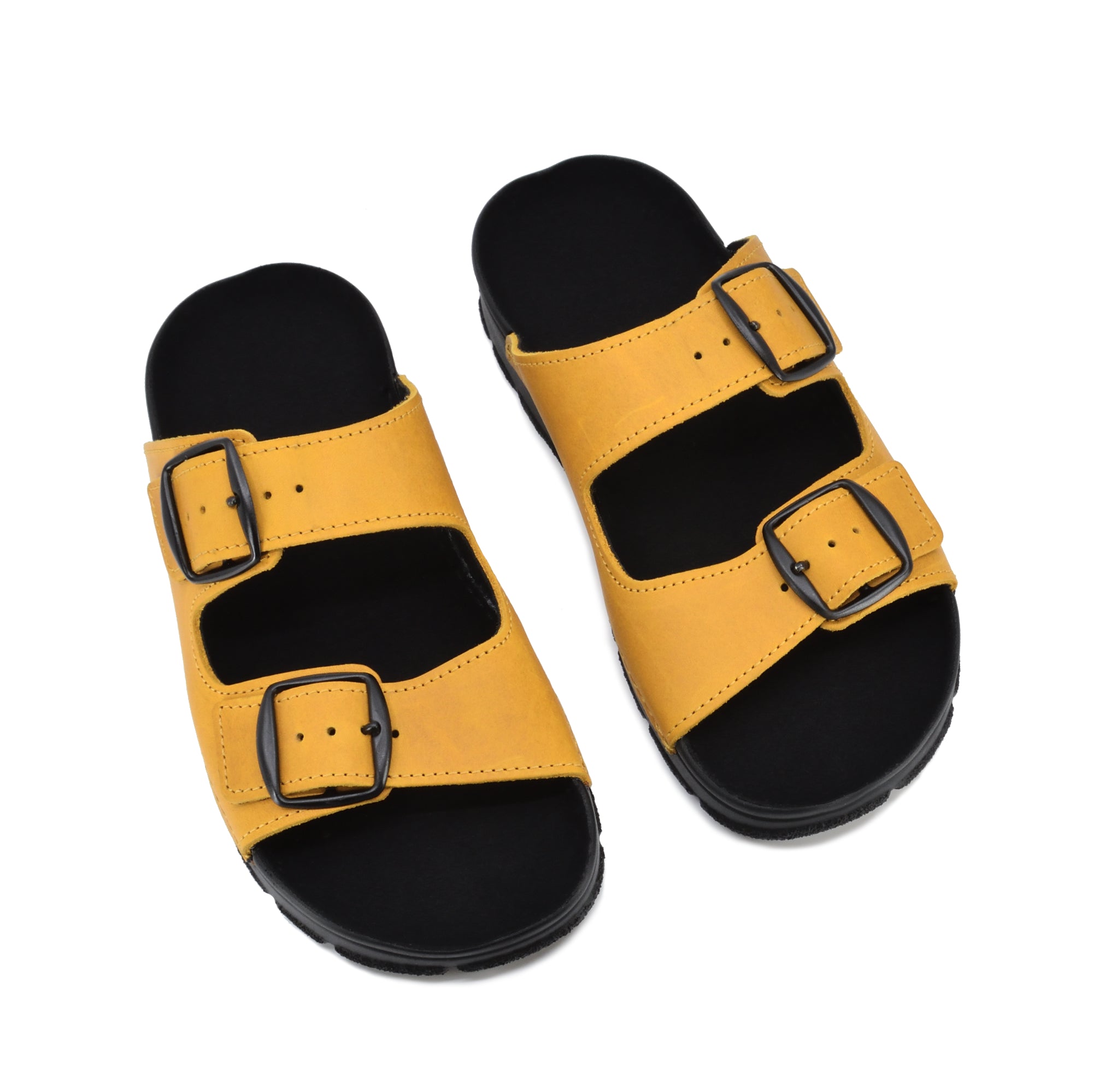 Sandales Meeliku en cuir ocre, vue détaillée