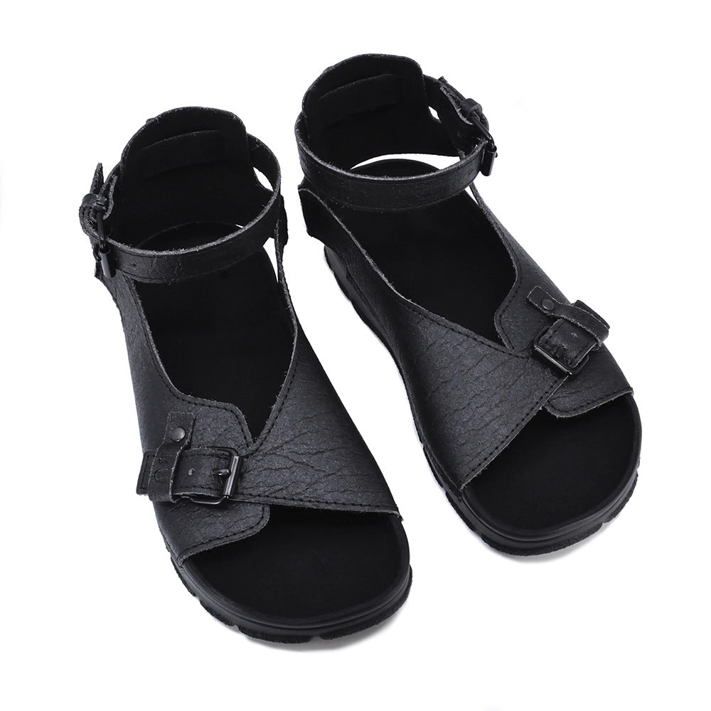 Sandales véganes TOKU Athens en simili cuir noir, vue produit carrée