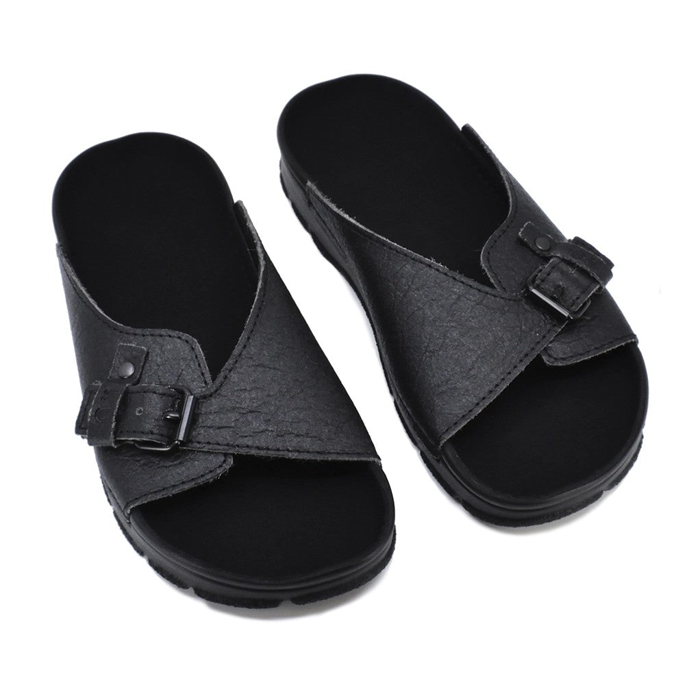 Sandales véganes TOKU Rome en simili cuir noir, vue produit