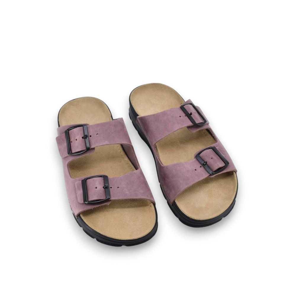 Sandales Meeliku femme en cuir rose poussière, vue produit
