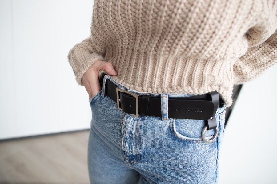 Ceinture en cuir noir à boucle OSLO