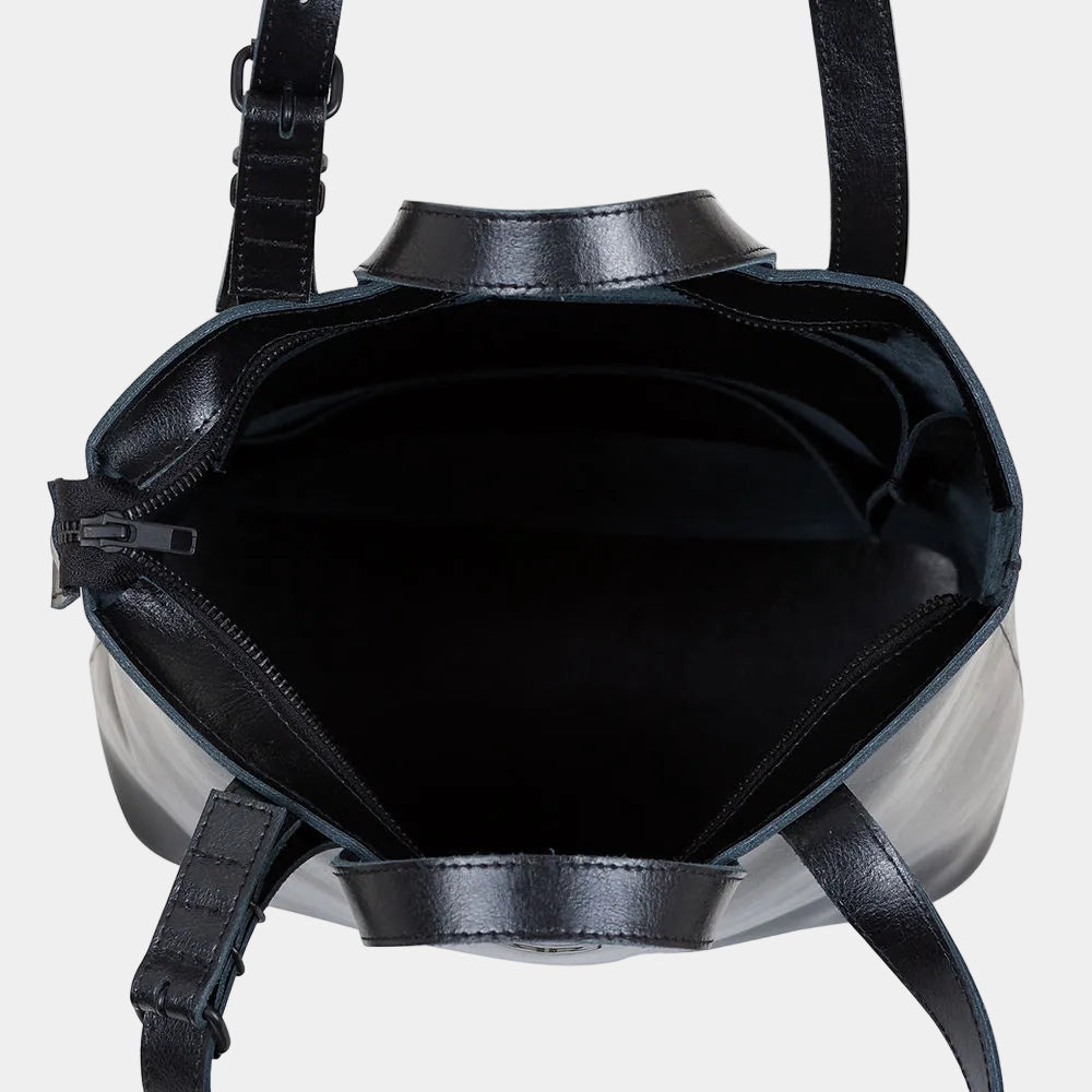 Sac cabas en cuir structuré, vue de dos, silhouette épurée
