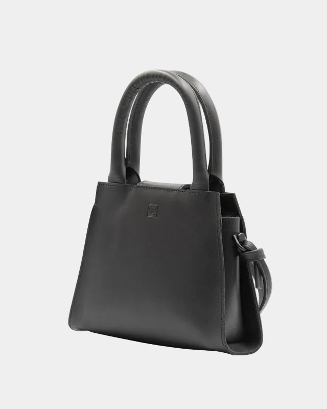 Mini sac à main en cuir RR, détail poignée et sangle amovible