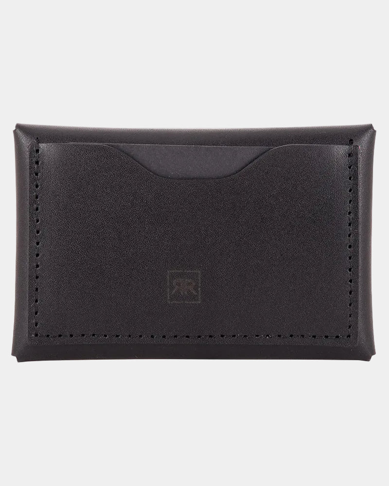 Portefeuille enveloppe en cuir noir RR, vue fermée format compact