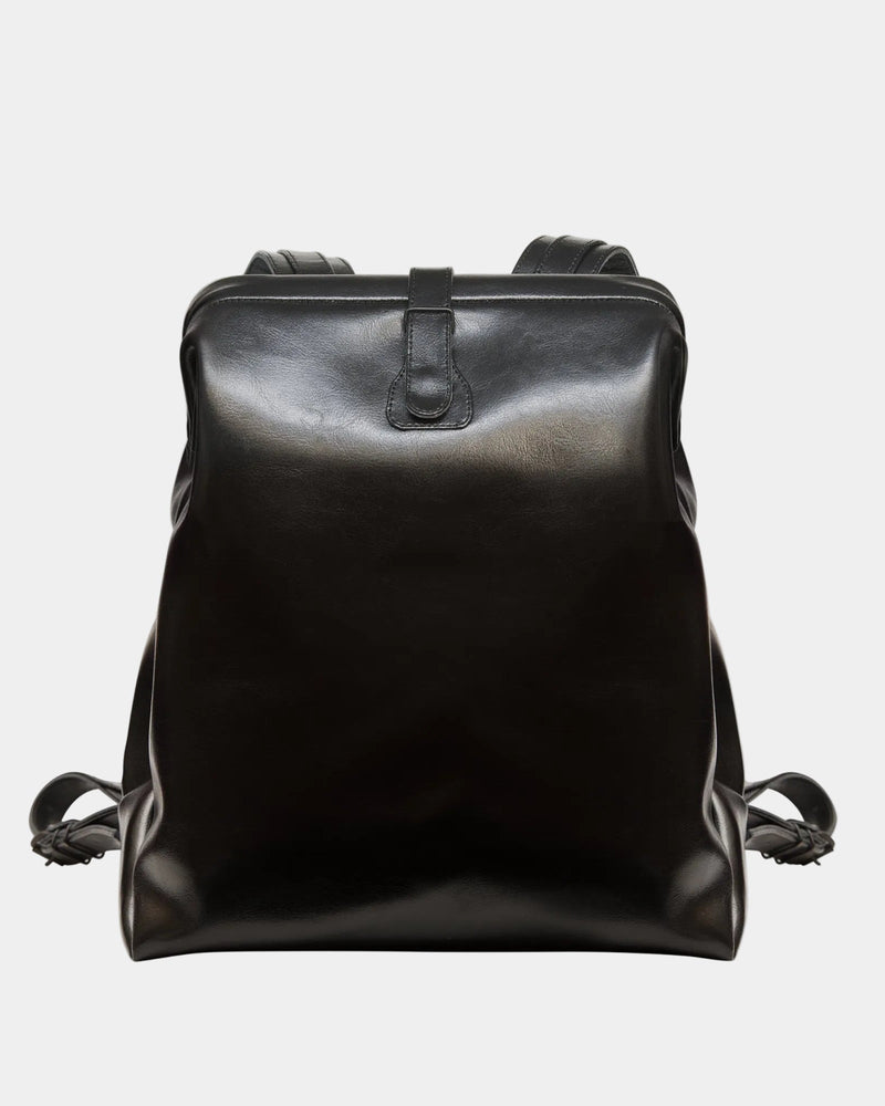 Sac à dos en cuir noir taille M ou L RR, détail des poches arrière