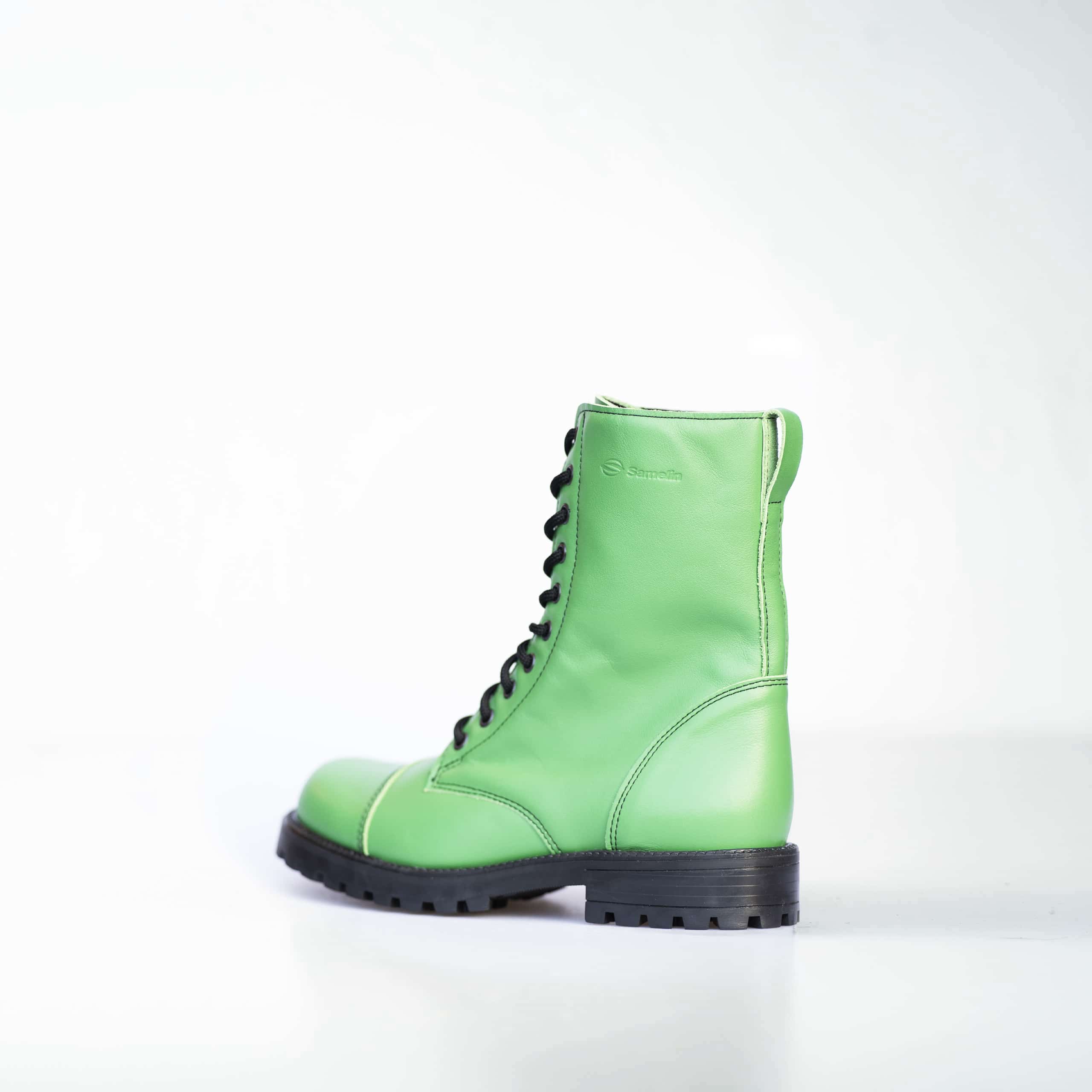 Bottines OmaKing 511 Granny Smith avec zip en cuir vert pomme, vue alternative