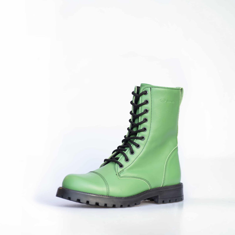 Bottines OmaKing 511 Granny Smith avec zip en cuir vert pomme, vue détaillée