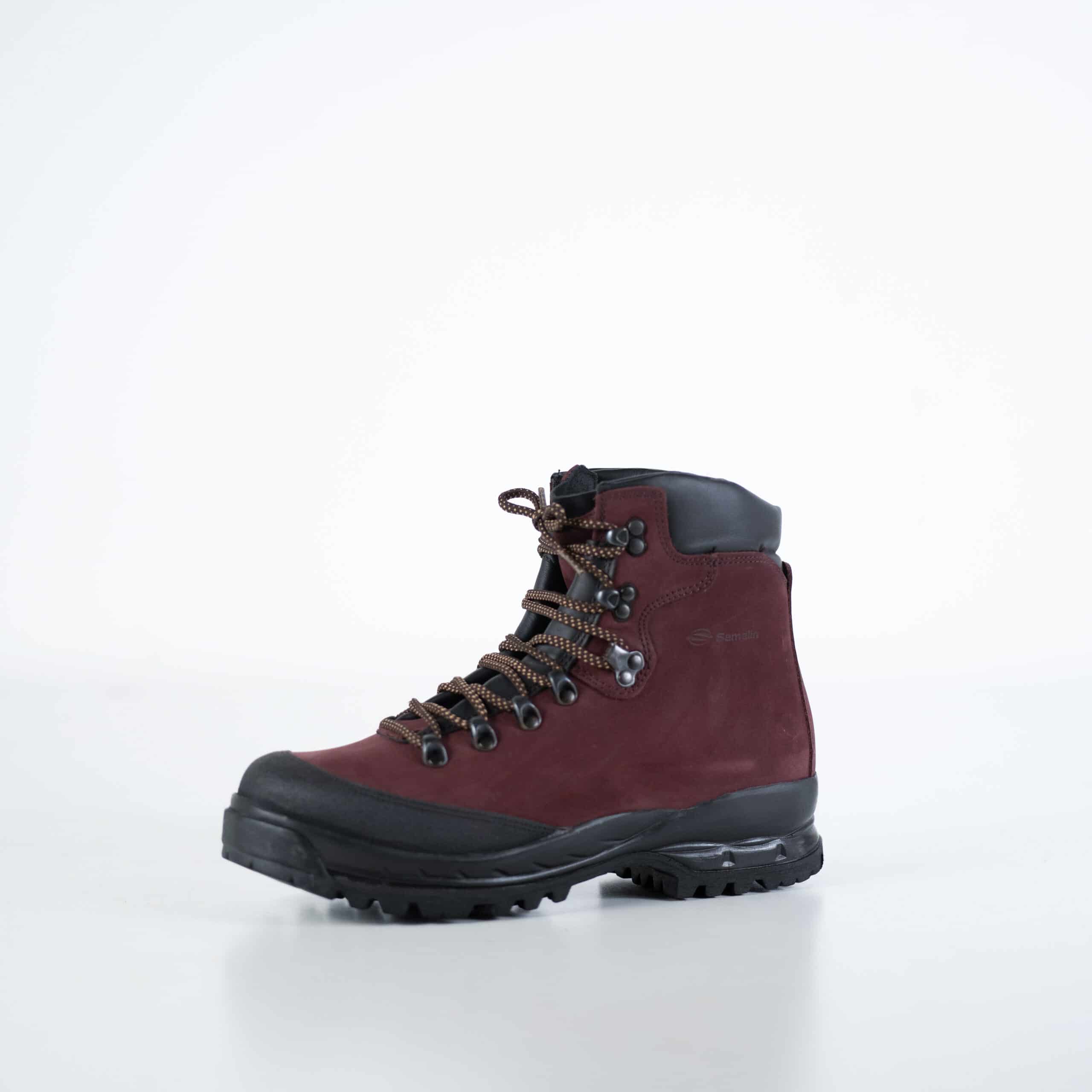 Bottes de randonnée 553P Burgundy OmaKing en cuir épais bourgogne, chevillère renforcée