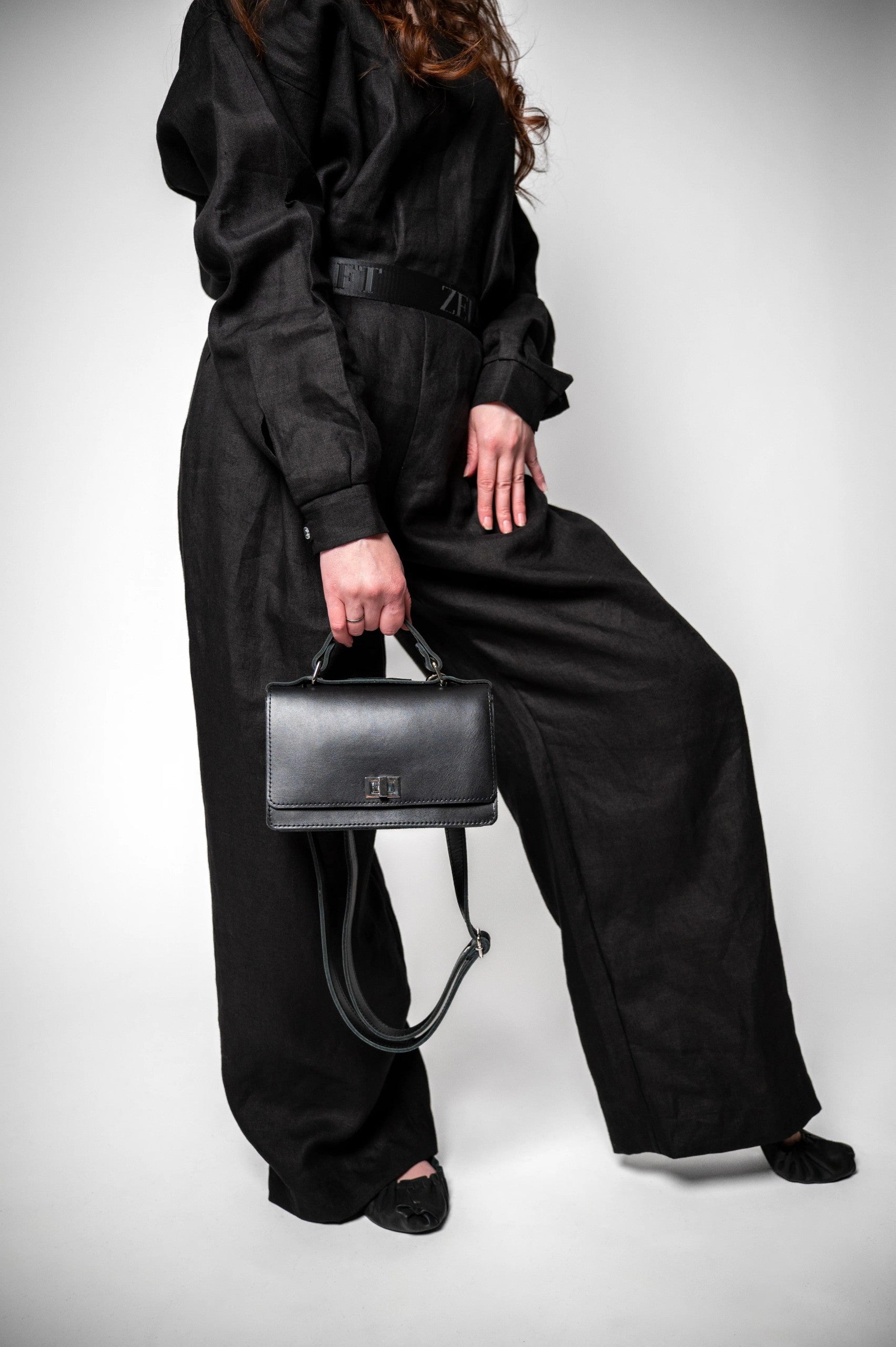 Petit porte-documents en cuir noir