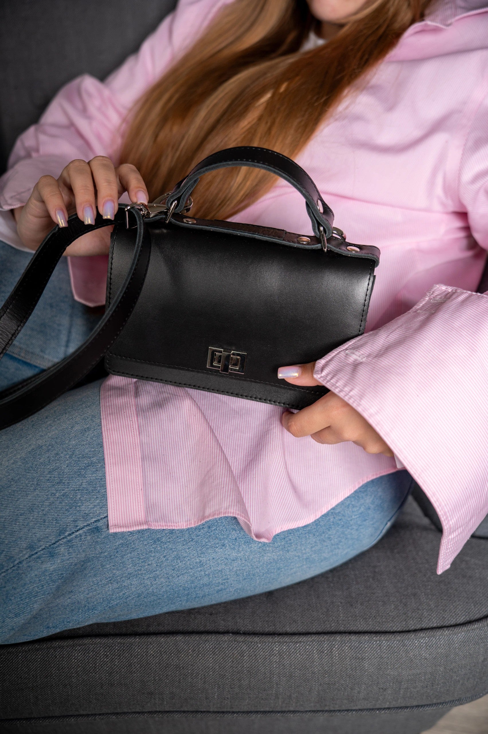 Petit porte-documents en cuir noir, vue 9
